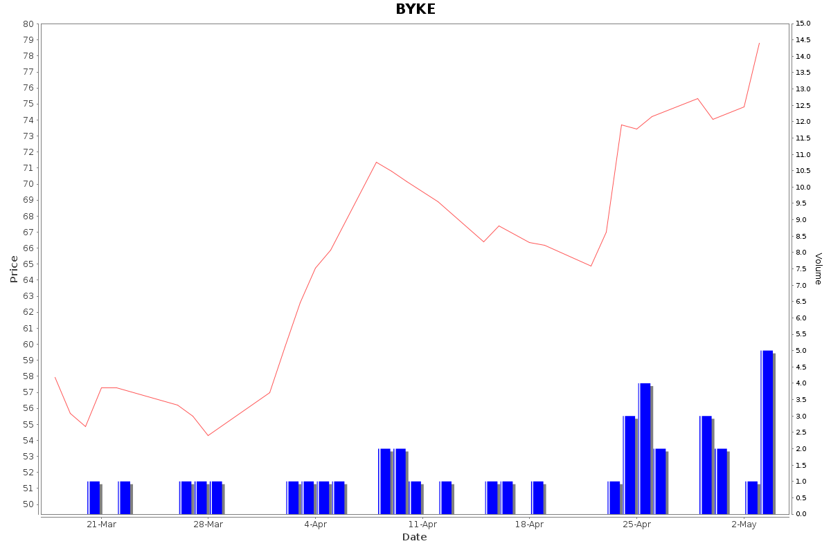 BYKE Daily Price Chart NSE Today